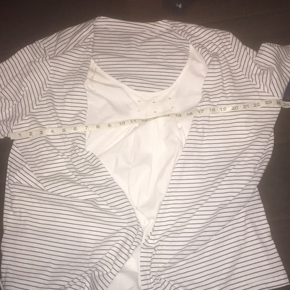 White tank striped open front cardigan 2fer Top - Picture 6 of 8